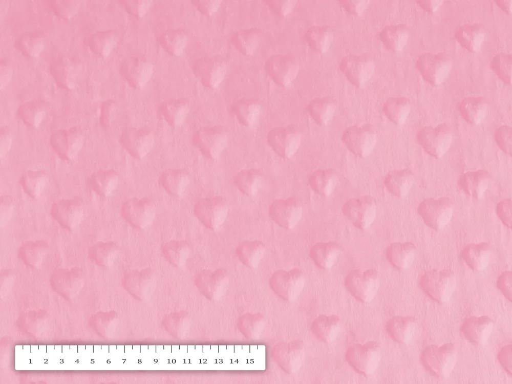 Biante Detská obliečka na vankúš Minky 3D srdiečka MKS-003 Svetlo ružová 45 x 45 cm