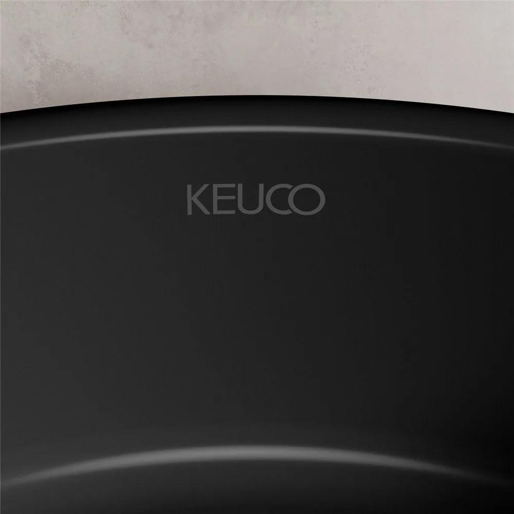 KEUCO Stageline okrúhle umývadlo na dosku bez otvoru, bez prepadu, priemer 400 mm, čierna, s povrchovou úpravou CleanPlus, 32880570400