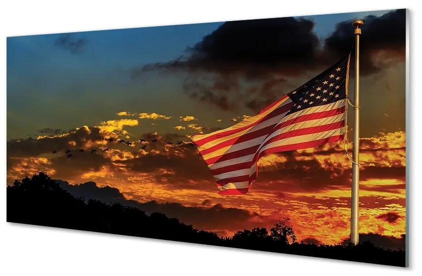 Sklenený obraz vlajka USA 100x50 cm