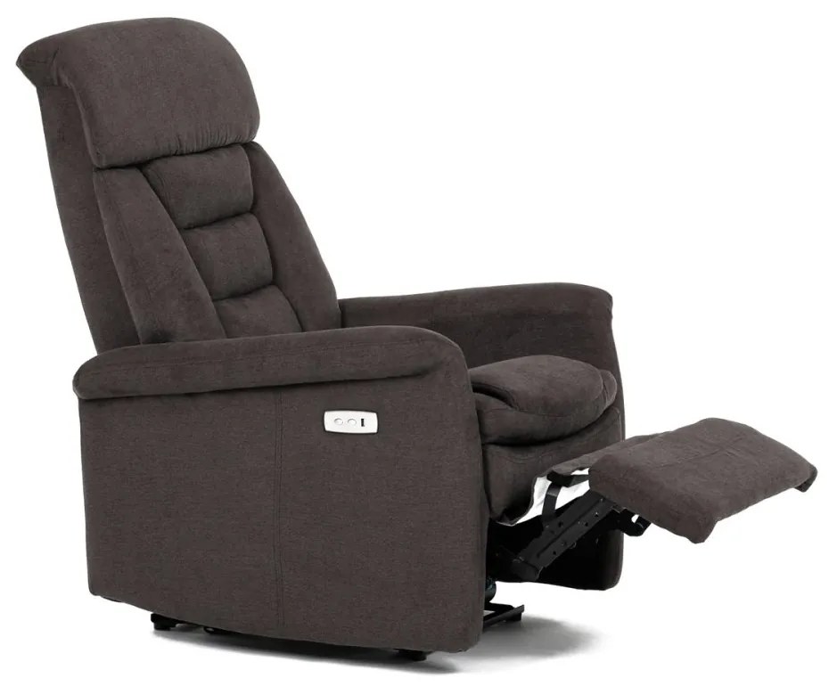 TV a relaxačné kreslo s elektrickým ovládaním, poťah hnedá látka TV-925 BR2
