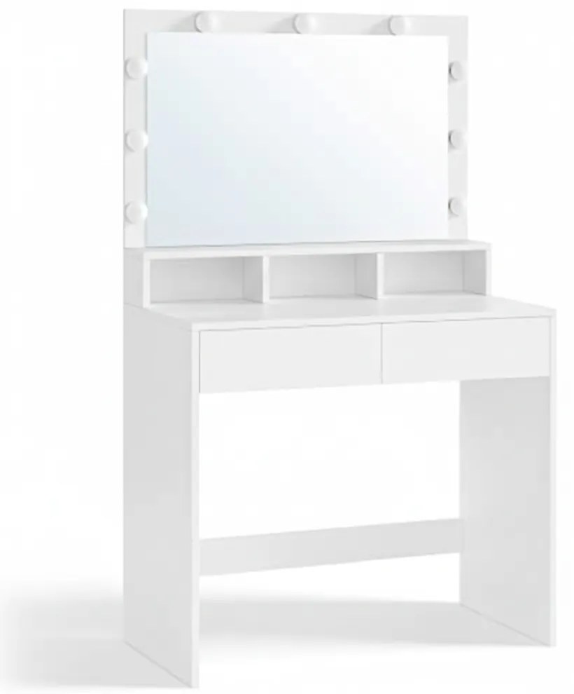 Toaletný stolík VANESA s veľkým zrkadlom a osvetlením, 80x40x140cm, biela SongmicsHome
