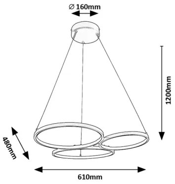 Rabalux 72297 - LED Luster na lanku FORMAND LED/38W/230V čierna