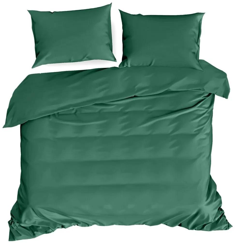 Kvalitné smaragdovo zelené posteľné obliečky bavlnený satén