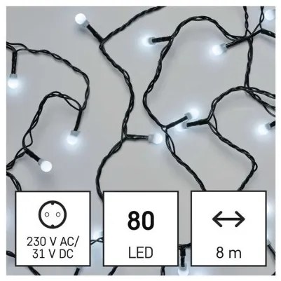Světelný LED řetěz Cherry s programy 8 m studená bílá