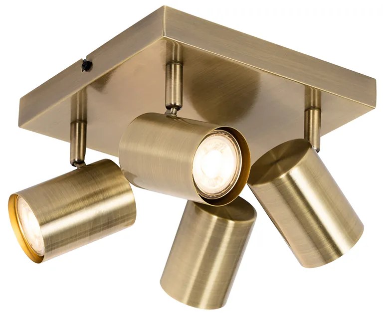 Moderné stropné svietidlo bronzové 4-žiarovkové nastaviteľné obdĺžnikové - Jeana