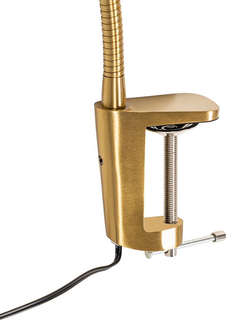 Svietidlo na svorku na stôl mosadz vrátane LED s dotykovým stmievačom - Lionard