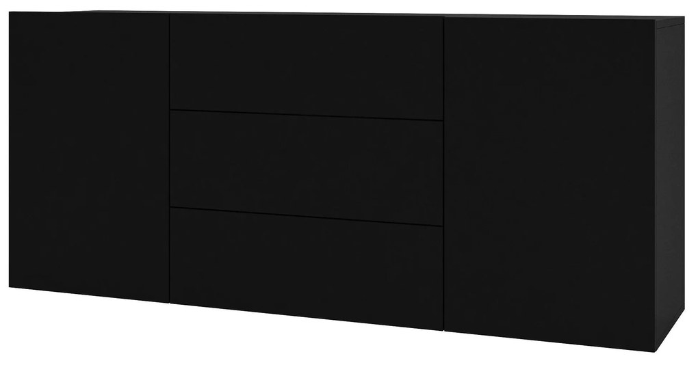 Komoda Avernic Typ 26 (onyx čierna + dub wotan). Akcia -22%. Vlastná spoľahlivá doprava až k Vám domov. 1042066