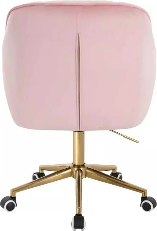 LuxuryForm DESIGN Stolička AVOLA VELUR na zlatej podstave s kolieskami - svetlo ružová