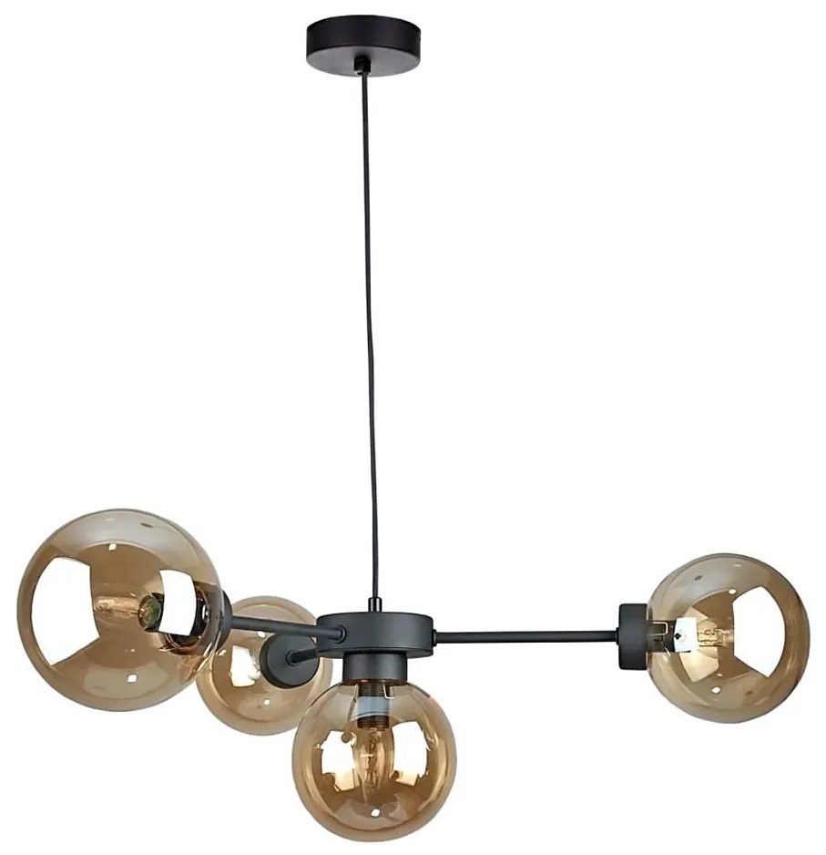 Luster na lanku KALIOPE II 4xE14/50W/230V čierna/dymová béžová