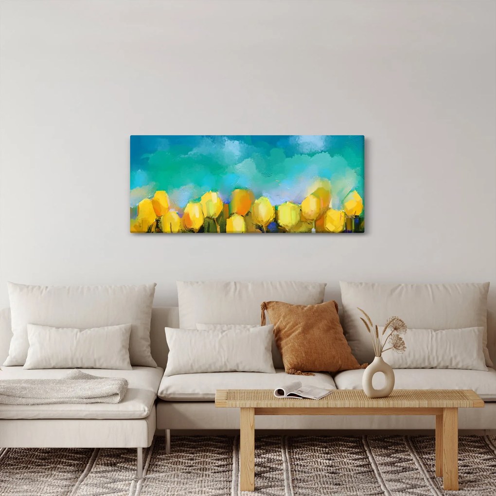 Obraz žltých tulipánov (120x50 cm)