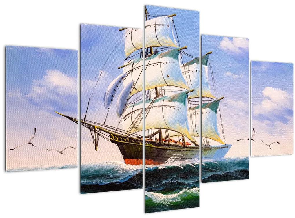 Obraz lode na vlnách (150x105 cm)
