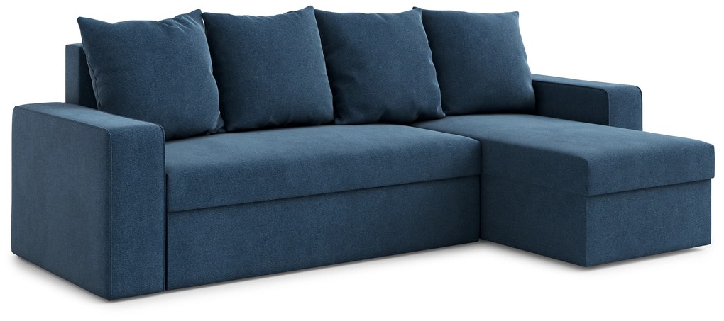 Rohová sedacia súprava Duff (P) (modrá). Akcia -20%. Vlastná spoľahlivá doprava až k Vám domov. 1065506