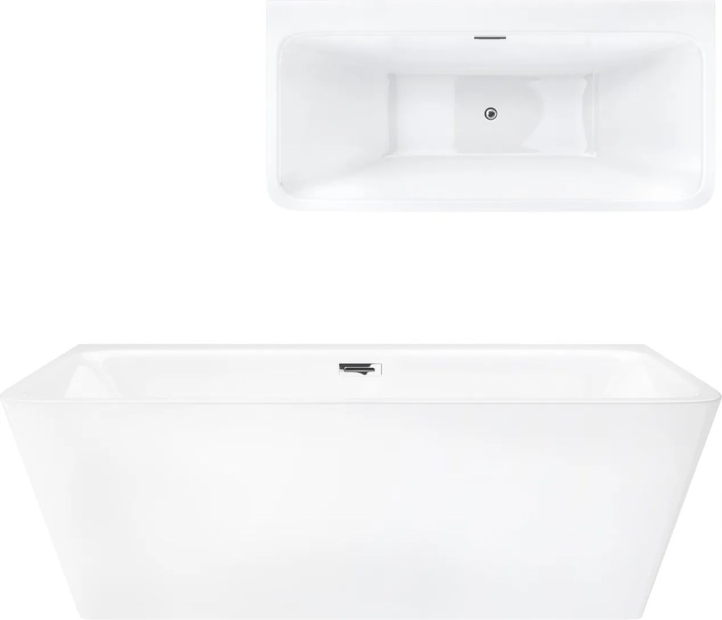 Nástenná vaňa Corsan Iseo 150 cm so širokým okrajom a chrómovou povrchovou úpravou