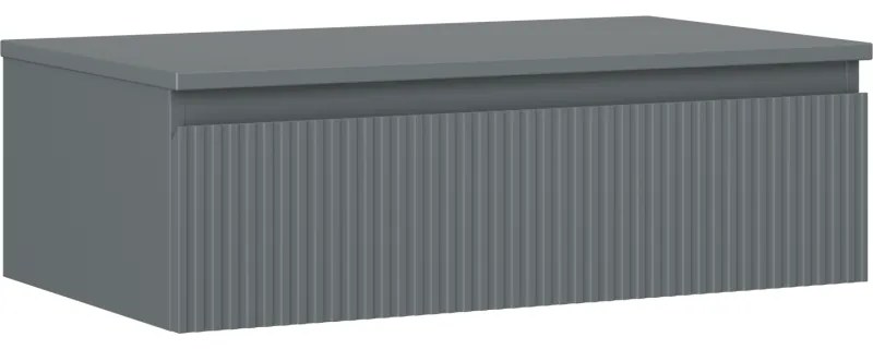 Mexen Rivel, kúpeľňová skrinka 80 cm s pracovnou doskou, 1 zásuvka, drážkovaná, grafitová matná, 91A20-08023-1-BFC66