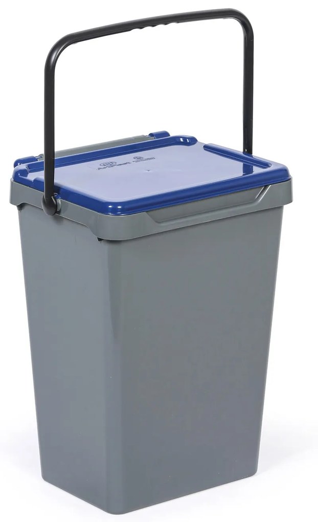 Plastový odpadkový kôš na triedenie odpadu, sivá + modrá, 35 l