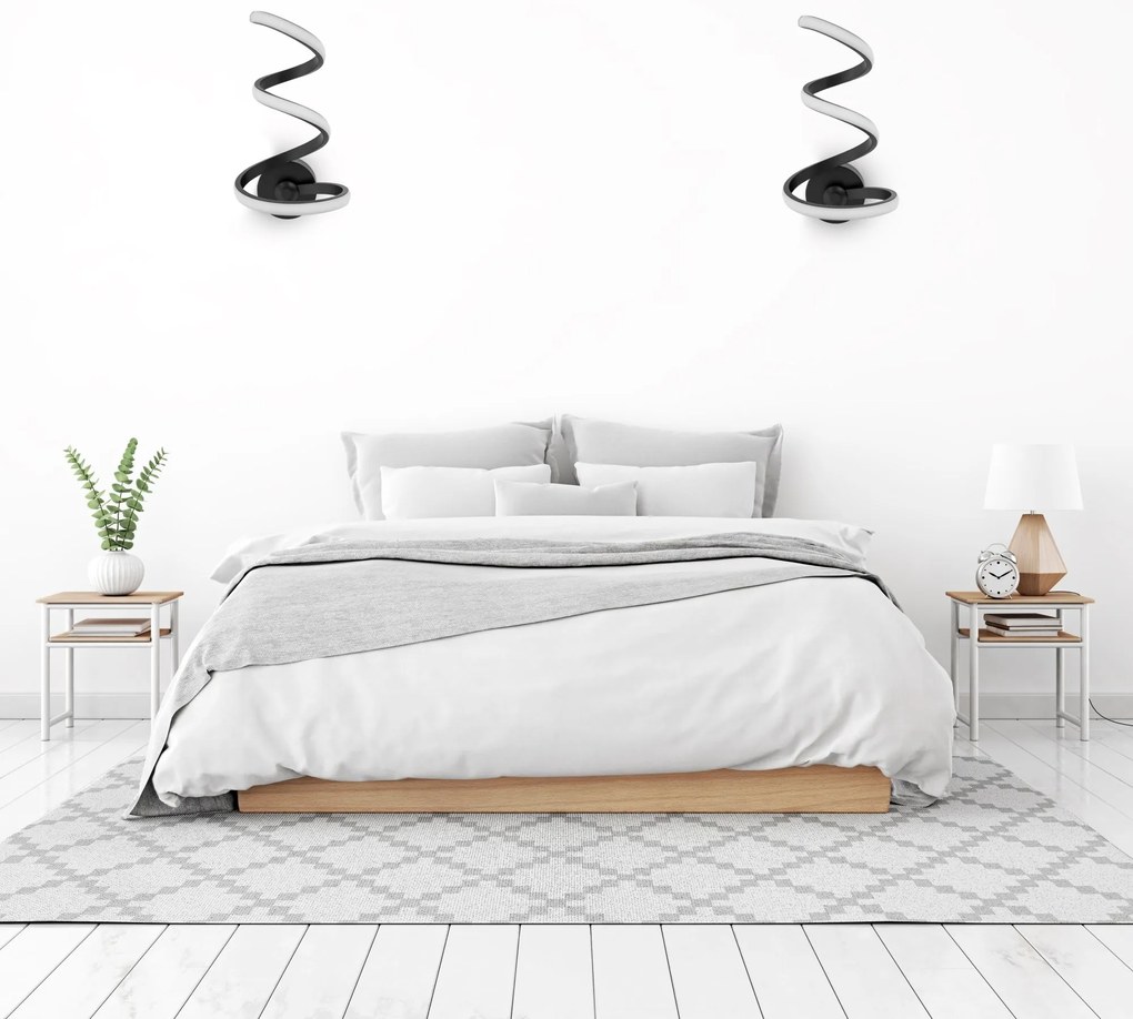 Toolight - LED nástenná lampa SPRING UP APP829-W, čierna matná, OSW-09181