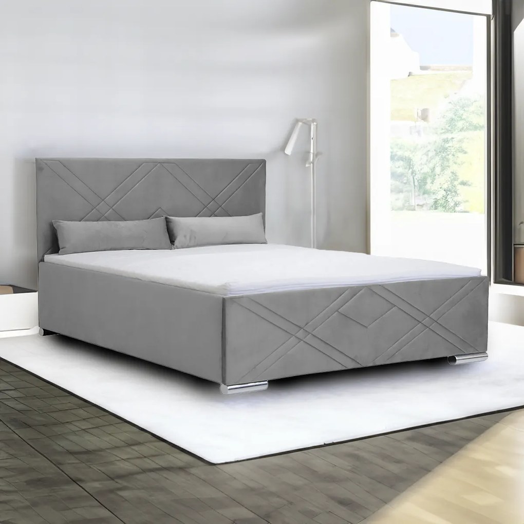 Čalúnená posteľ s úložným priestorom CRIS Světle šedá 120x200 cm