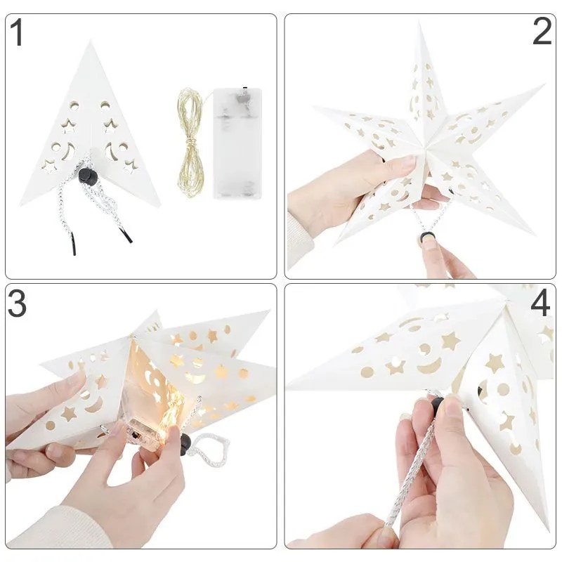 Tutumi Tutumi, LED podsvietená papierová hviezda 60cm SY-001, biela, CHR-05001