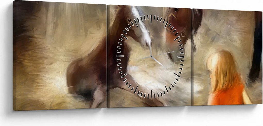 Obraz - Vitaj na svete, žriebätko (s hodinami) (90x30 cm)