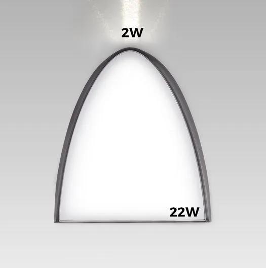 PREZENT Vonkajšie nástenné LED osvetlenie STERO, 24W denná biela, IP65, šedé