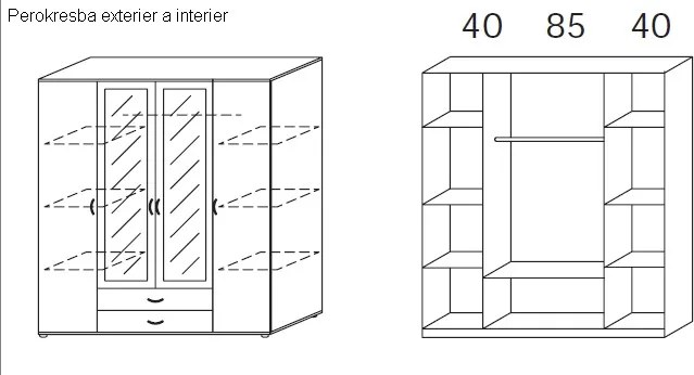 Šatníková skriňa Twin, dub sonoma