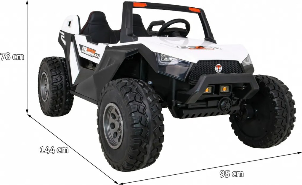 Ramiz Batériový kočík Clash pre 2 deti Biely + diaľkové ovládanie + pohon 4x4 + nastavenie sedadla + rádio MP3 + LED