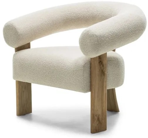 Krémové dizajnové kreslo KOKEI, dub