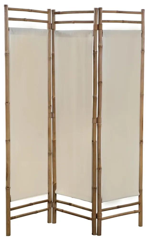 Skladací 3-panelový paraván, bambus a plátno, 120 cm 43716