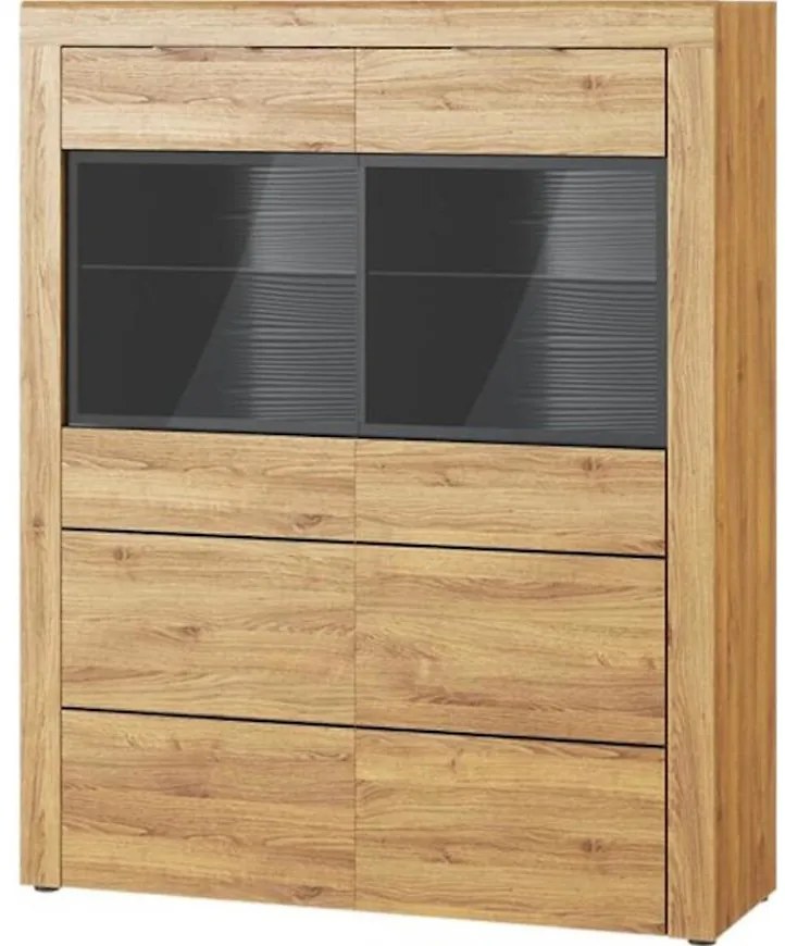 Vitrína krátky 15 Kama dub camargue/čierna mat