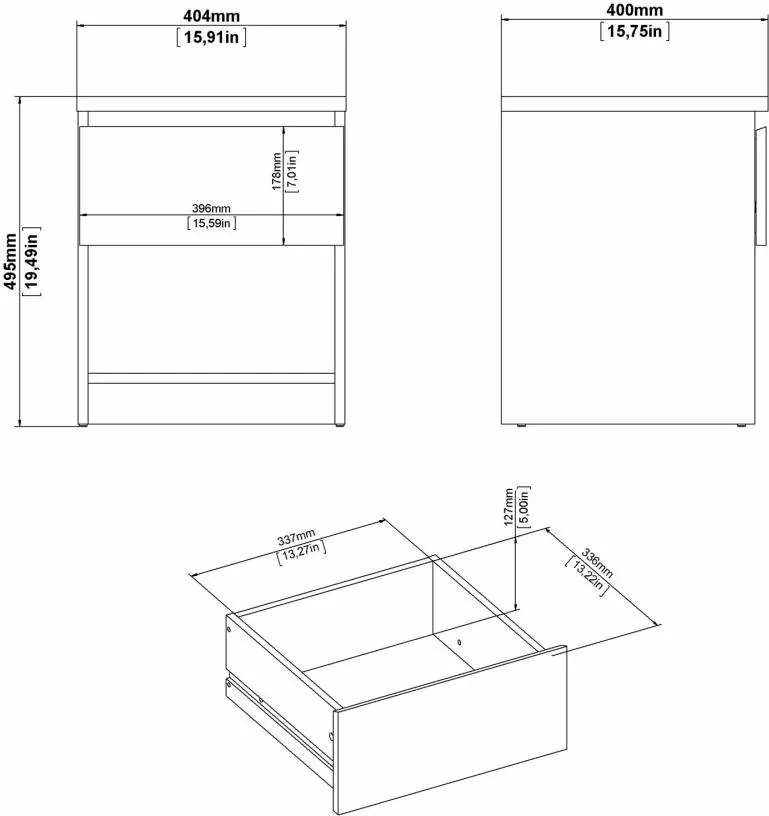 Nočný stolík Simplicitous 238 40 cm biely lesk