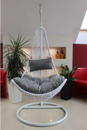 Závesné kreslo ELEGANT biele / tmavosivé FAT1167