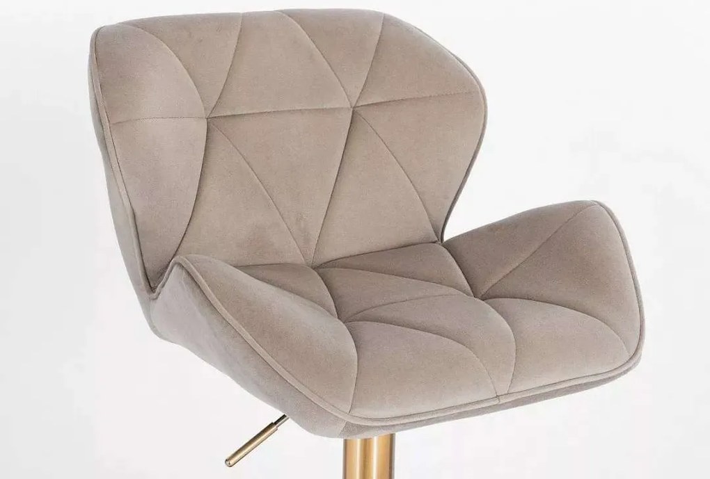 LuxuryForm DESIGN Barová stolička MILANO VELUR na čiernej hranatej podstave - latte