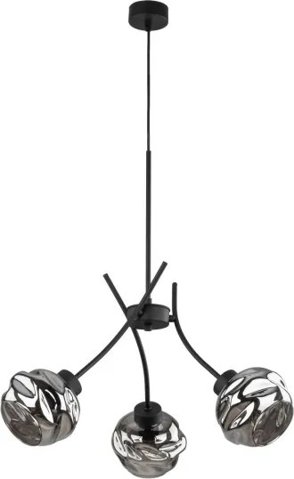Závesný luster na lanku ZULIA 3xE27/15W/230V čierna/dymová čierna