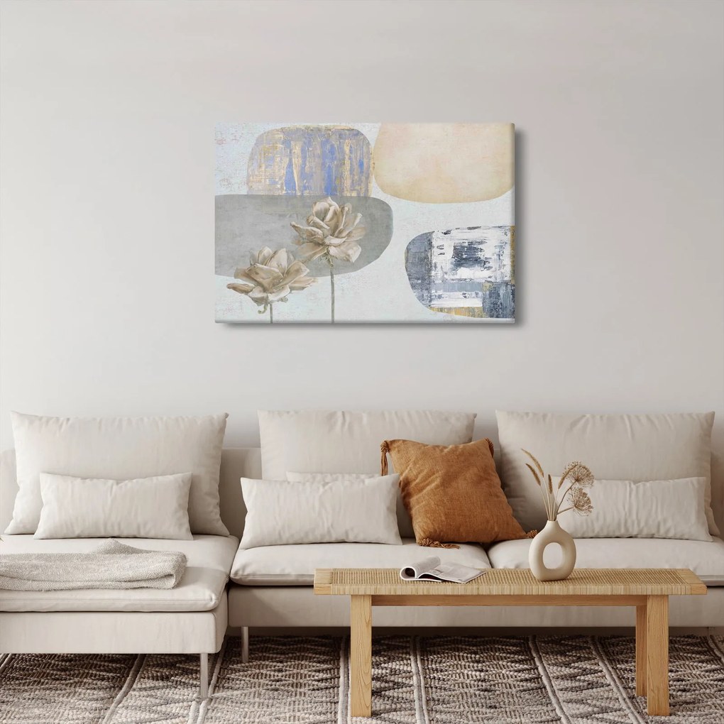 Obraz - Maľba s kvetmi a textúrami (90x60 cm)