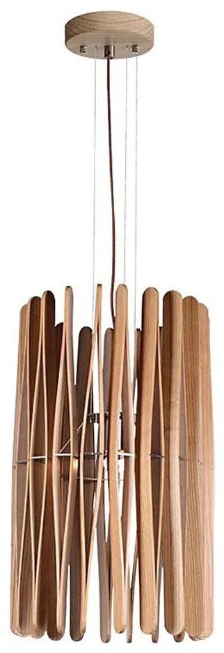 Drevený závesný luster na lanku 1xE27/60W/230V, priemer 38 cm, masív – jaseň/kaučukovník