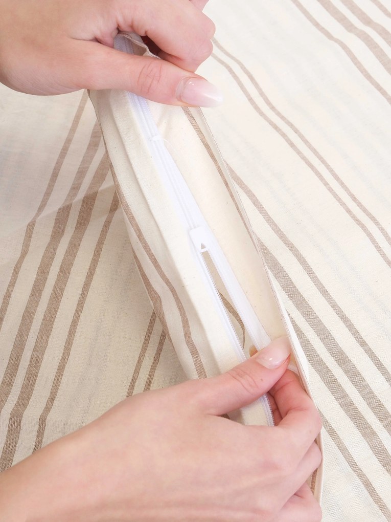 Francúzske bavlnené obliečky Natural - Prúžky béžové