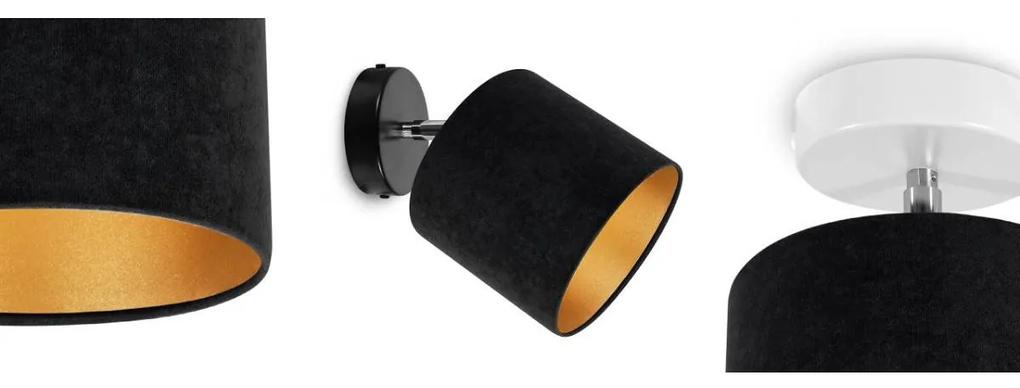 Stropné svietidlo MEDIOLAN, 1x čierne/zlaté textilné tienidlo, (výber z 2 farieb konštrukcie - možnosť polohovania), G