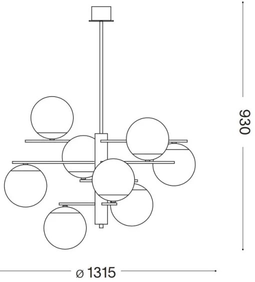 Ideal Lux - Luster na tyči GOURMET 9xE14/28W/230V pr. 131,5 cm zlatá