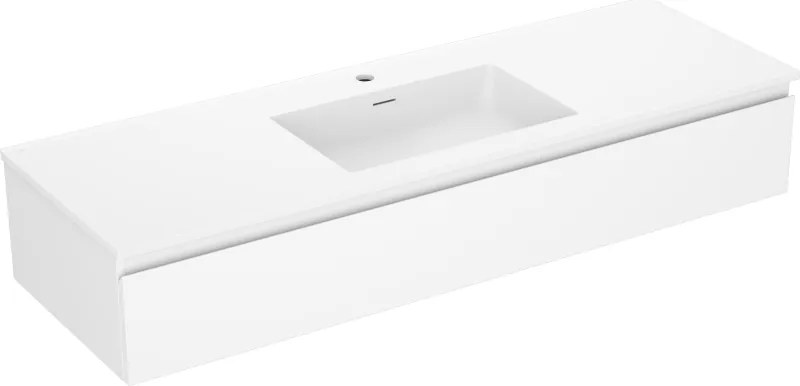 Mexen Orio, kúpeľňová skrinka 140 cm s umývadlom Otis, 1 zásuvka, biela matná, 91A10-14023-1-BF01-W18M01
