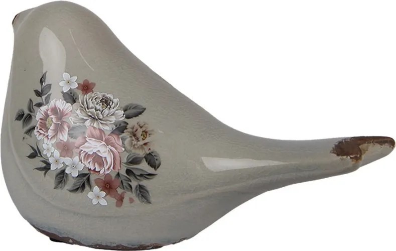 Decorative Figurine Bird 21x9x11 Cm Grey Ceramic - 21*9*11 cm
