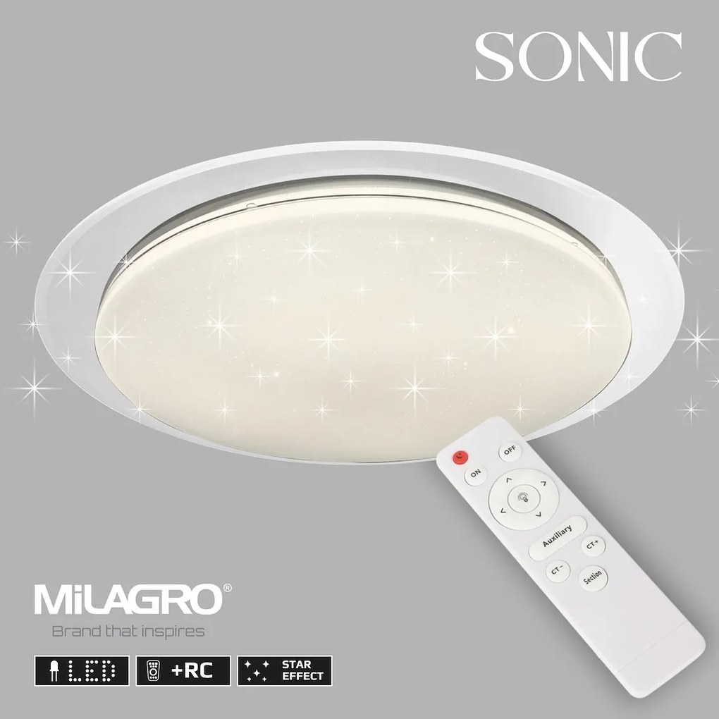 Stropné LED svietidlo Sonic, 1x LED 24w, 3000-6000k, w, (fi 40cm), s ovládačom