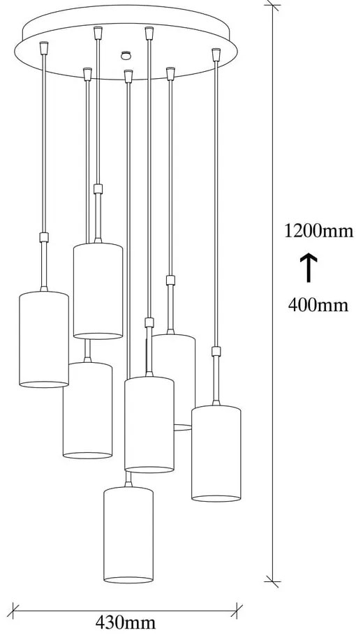 Závesné svietidlo pre 7 žiaroviek v zlatej farbe Opviq lights Kem Tube