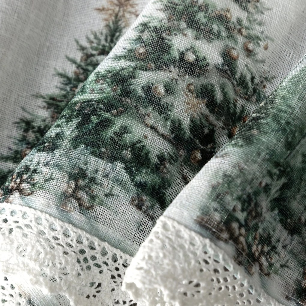 KRÁTKA VIANOČNÁ ZÁCLONA NA PÁSKE XMAS9 150X30 CM VZOROVANÁ