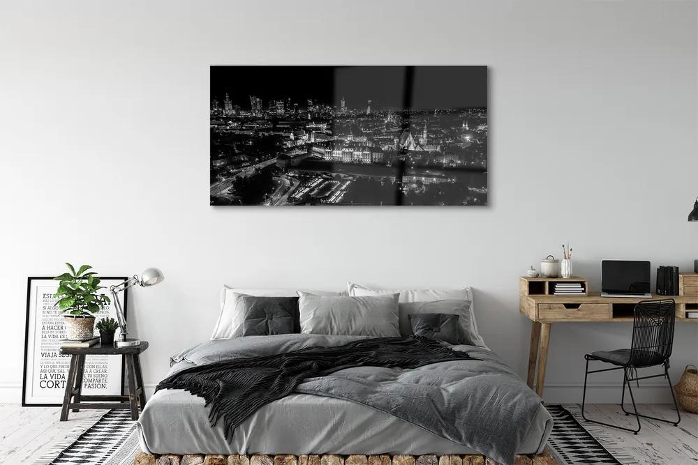 Obraz na akrylátovom skle Nočná panoráma varšavy mrakodrapov 140x70 cm
