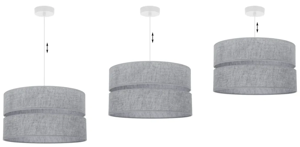 Závesné svietidlo Len, 1x šedé textilné tienidlo, (fi 40 cm), w