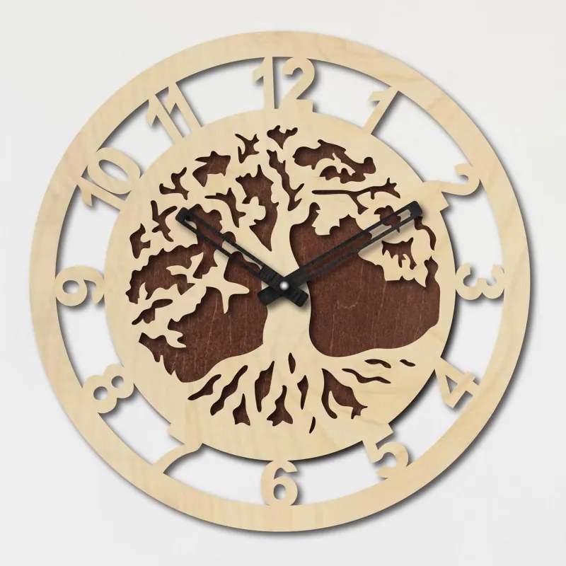 Drevené hodiny na stenu strom arabské čisla| SENTOP  PR0364-A