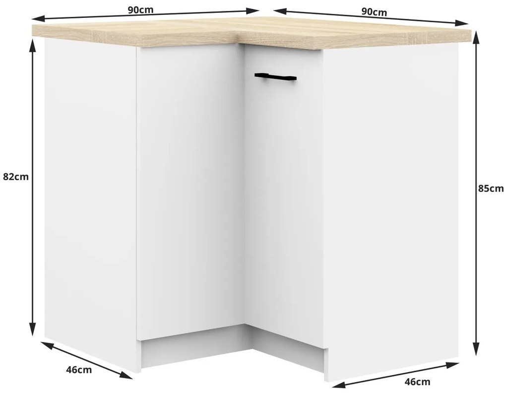 Kuchynská rohová skrinka Olivie S 90 cm biela