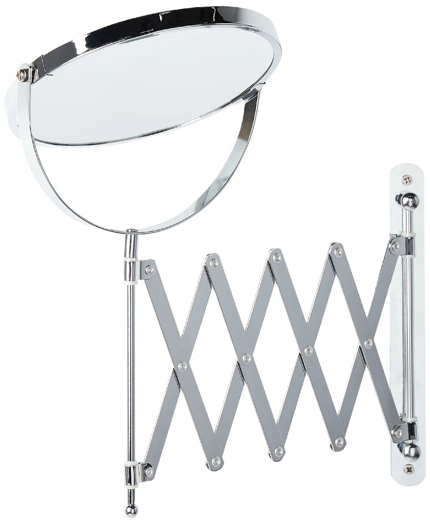 Nástenné kozmetické zrkadlo ø 19 cm strieborné YVELINES Beliani