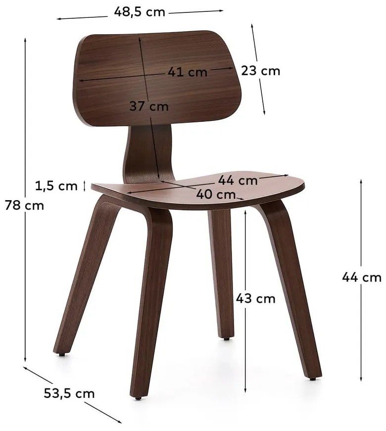 Tmavohnedá jedálenská stolička v dekore orecha Gena – Kave Home