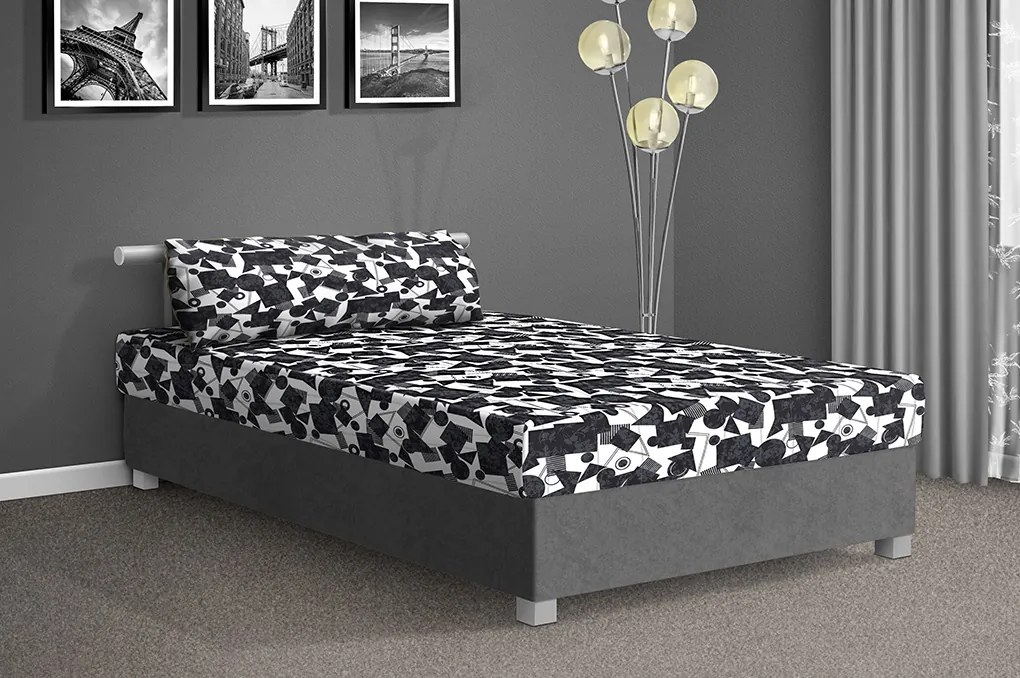 Posteľ Mars 140x200 cm čalúnenie: Čierna / Mega 046 NY